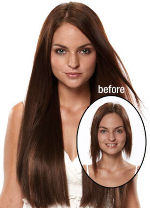 50 cm Human Hair Extensions Clips in Dark Brown